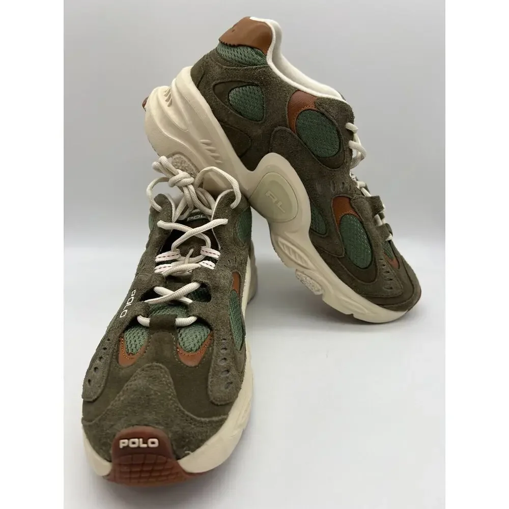 Polo Ralph Lauren Modern Trainer 100 Olive/White Size 11 NEW